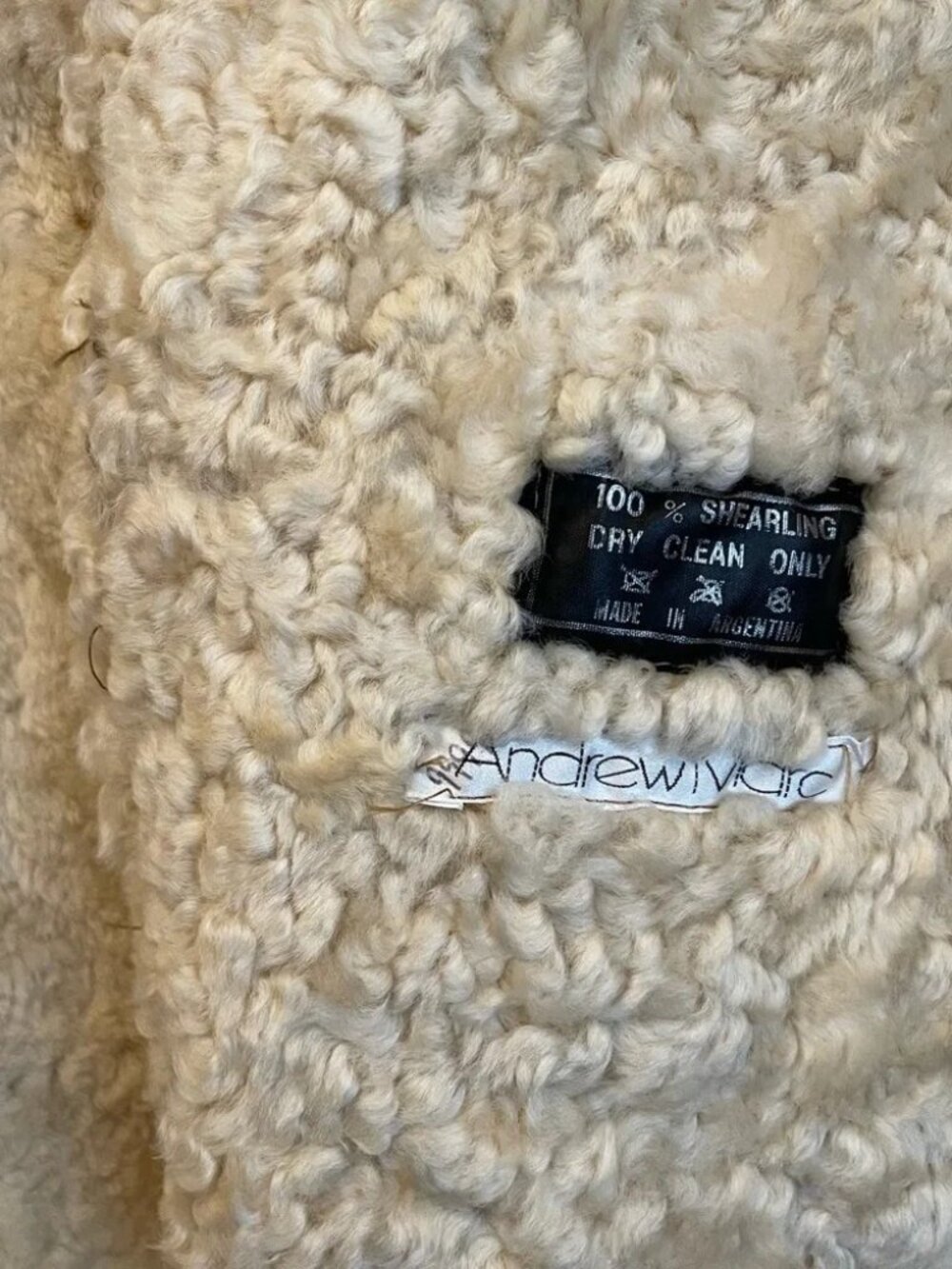 Andrew Marc Genuine Shearling Sheepskin Coat Camel Oversized Shawl Collar - Picture 3 of 4